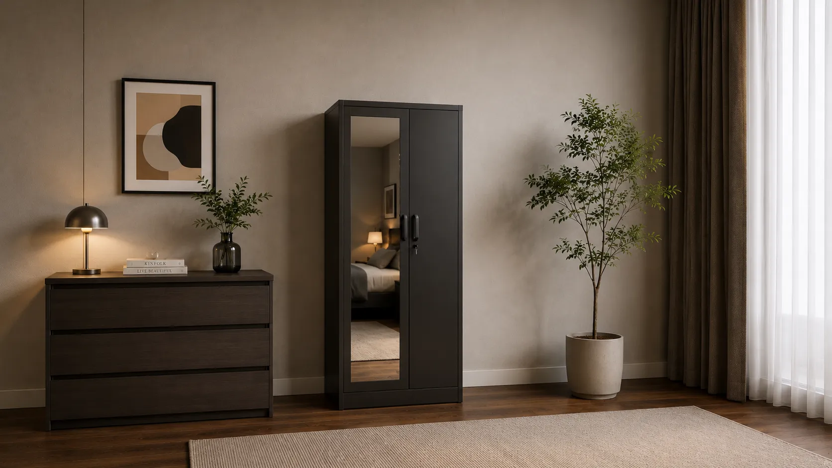 Aditya Almirah – Elegant Steel Wardrobe with Full-Length Mirror